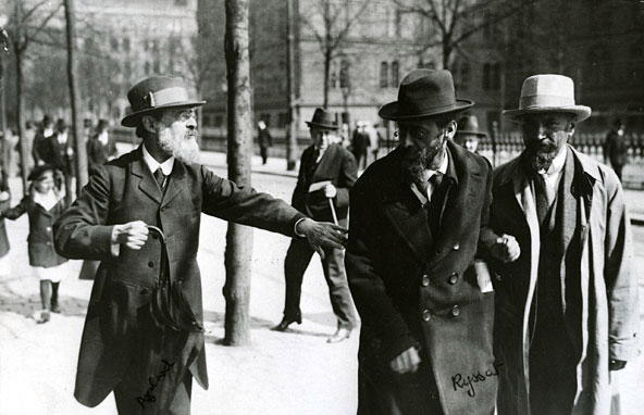 Leaders of the Menshevik Party at Norra Bantorget in Stockholm, Sweden, May 1917. Pavel Axelrod, Julius Martov and Alexander Martinov