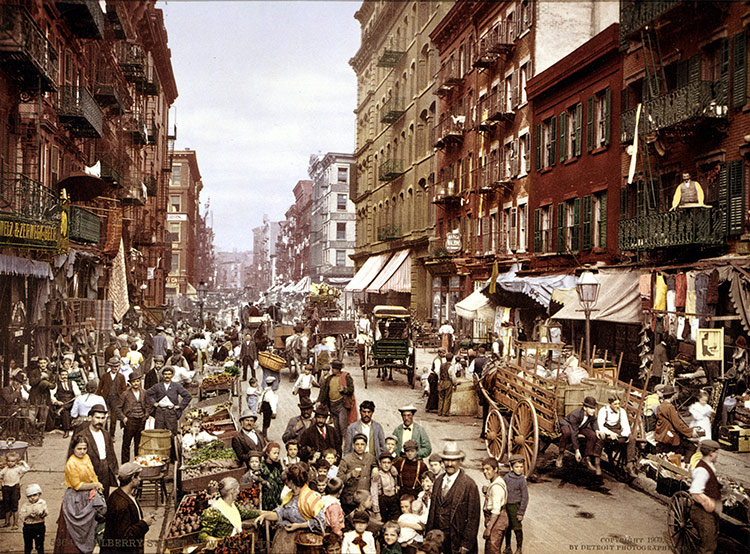 Mulberry Street, on the Lower East Side, circa 1900