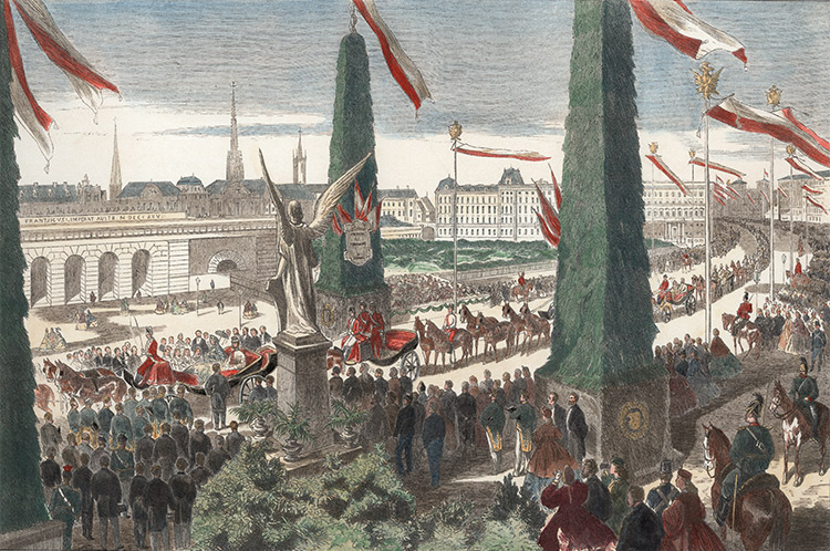 The opening of the Ringstrasse, illustration published in Leipzig, 1865.