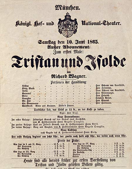 Gesamtkunstwerk: playbill for Tristan und Isolde at the National Theatre, Munich.