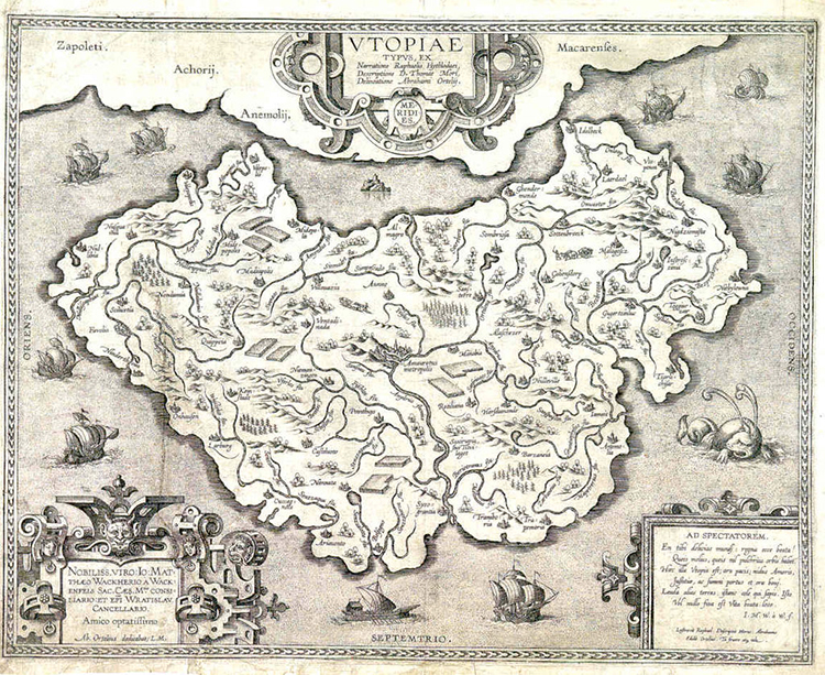 Map of Utopia by Ortelius, ca. 1595