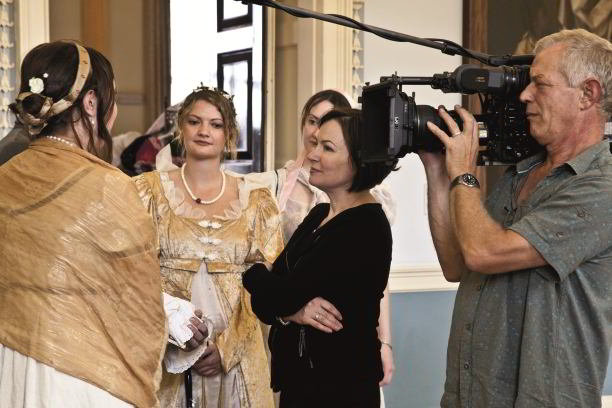 Amanda Vickery on the set of 'The Many Lovers of Jane Austen'