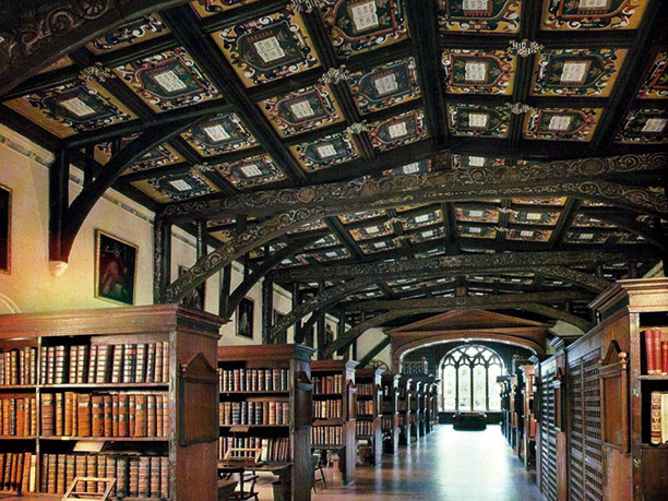 House of learning: inside the oldest section of the Bodleian Library, built in 1487. Bodleian Library, Oxford