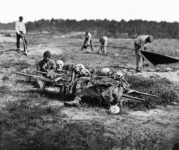 Cold Harbor, Va. African Americans collecting bones of soldiers killed in the battle, April 1865