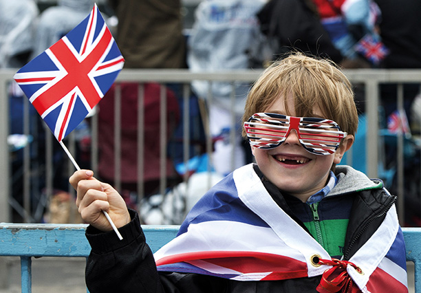 Union flag-waving at the Diamond Jubilee River Pageant, June 2012. Getty Images/AFP/Miguel Medina
