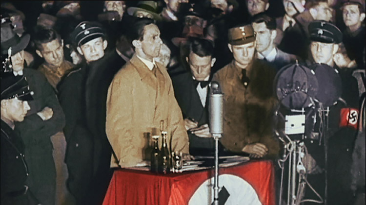 Joseph Goebbels gives his speech at the Opernplatz book burning, Frankfurt, May 10th, 1933