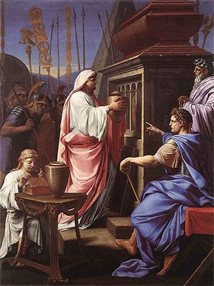 Caligula Depositing the Ashes of his Mother and Brother in the Tomb of his Ancestors, by Eustache Le Sueur, 1647.
