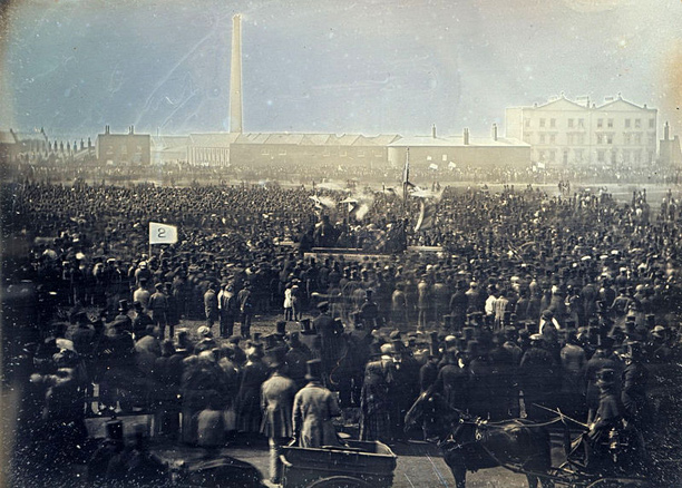 The Great Chartist Meeting on Kennington Common, London in 1848.