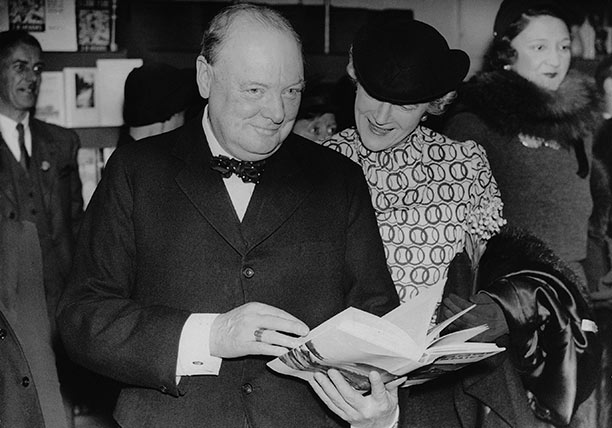 Winston Churchill, with his wife Clementine, on tour in the United States during the 1930s