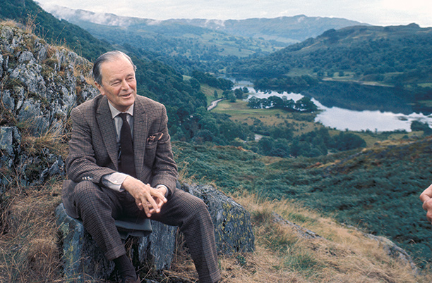 A vision in tweed: Kenneth Clark filming an episode of Civilisation in the Lake District