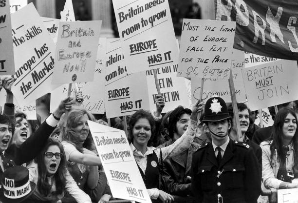 A demonstration in favour of Britain's entry into the Common Market, 1971
