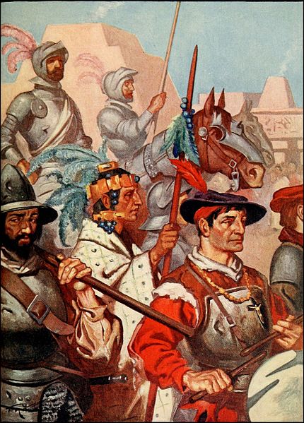 Conquistadors and their Tlaxcalan allies enter Tenochtitlan