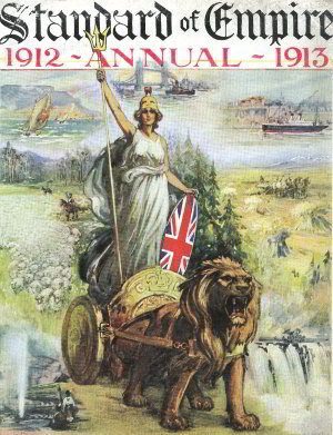 The jingoistic cover of an Edwardian annual celebrating the virtues of Britain and its empire