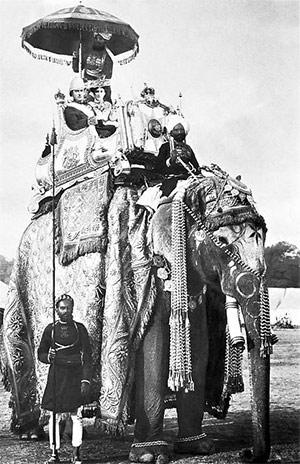  Lord and Lady Curzon on the elephant Lakshman Prasad, 29 December 1902