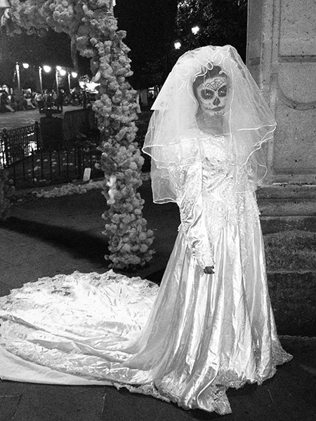 A girl dressed as La Llorona during the Day of the Dead celebrations in Morelia, central Mexico, 2012.
