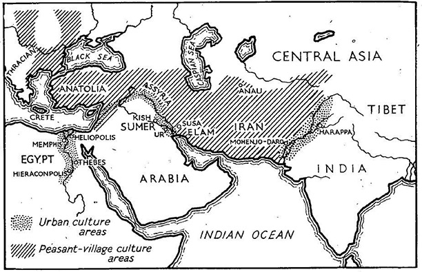 The earliest civilsations in the Middle East. Map by S.H. Perrin
