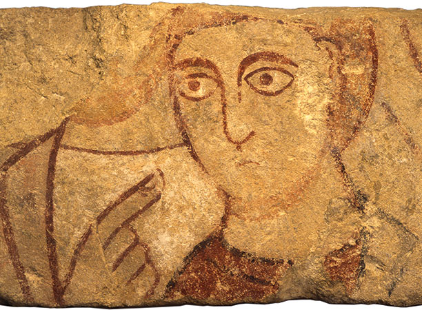 Painted stone mural from Old Minster, Winchester, where Egbert was crowned