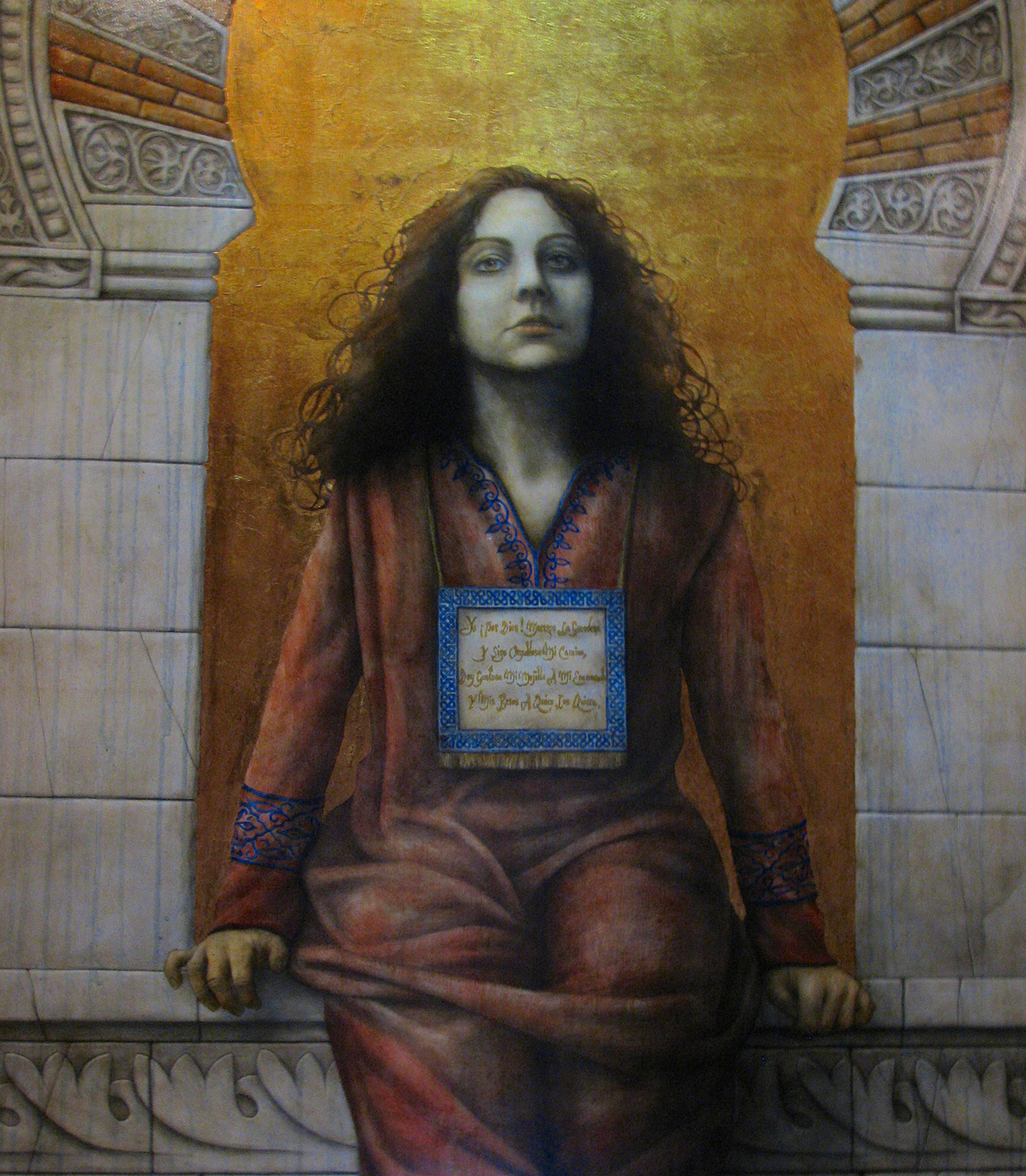 Portrait of Wallada by the contemporary artist José Luis Mun̄oz at the  Sepharad House Museum in Córdoba’s Jewish Quarter.