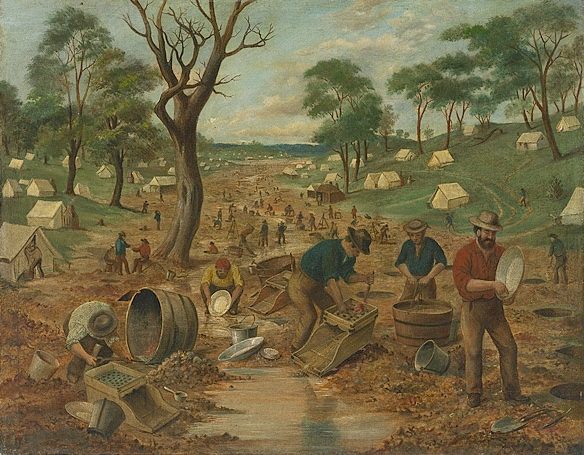 Edwin Stockqueler, An Australian Gold Diggings, oil on canvas, ca. 1855, National Gallery of Australia