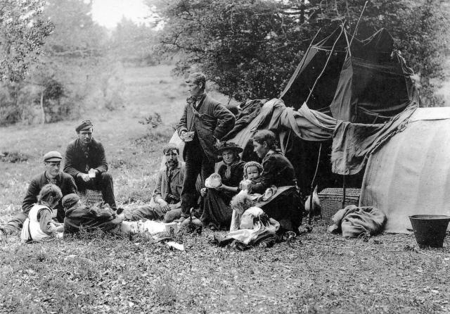 A Gypsy family camped in the New Forest, Hampshire in the 1890s