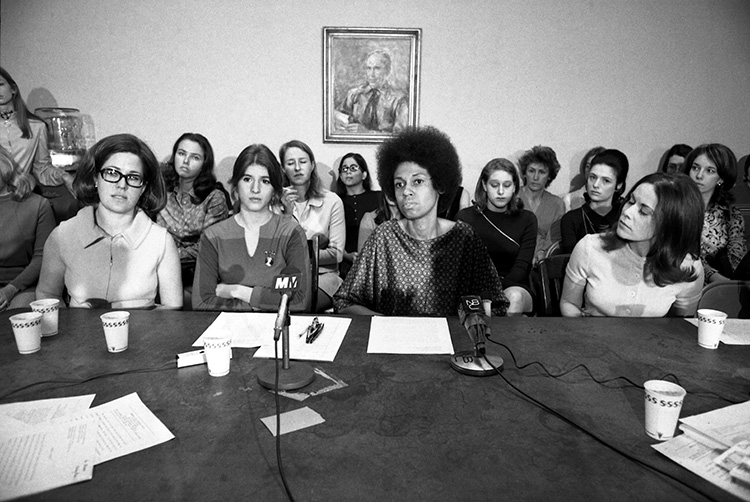 Fighting back: Newsweek employees hold a press conference in New York with lawyer Eleanor Holmes Norton to announce their suit under the 1964 Civil Rights Act, March 16th, 1970. © Bettmann/Getty Images