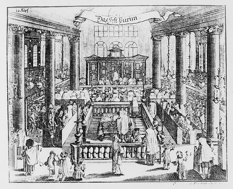 Enlightened: a Berlin synagogue, 18th-century German engraving.