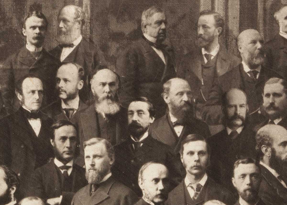 'The fourth age'. Detail from a photo montage of the Members of the International Medical Congress, London, 1881. Wellcome Collection.