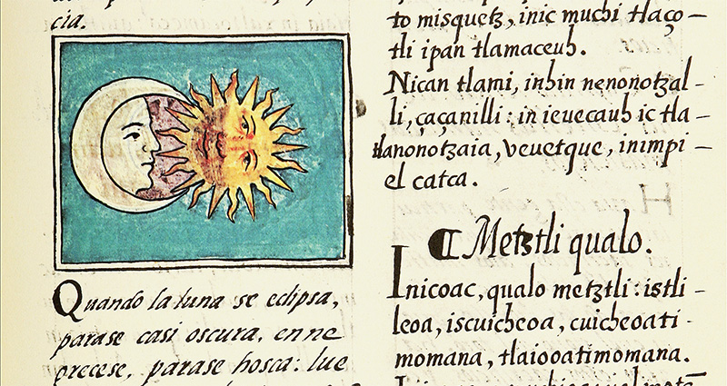 Detail of the 16th-century Florentine Codex, showing a lunar eclipse. Arizona State University Hispanic Research Center.