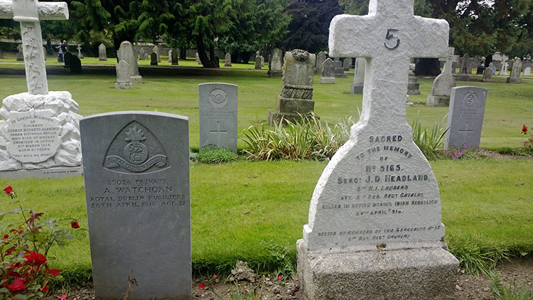 In memoriam: graves of soldiers from Irish units killed in the 1916 Easter Rising, Grangegorman Military Cemetery, Dublin, 2015.