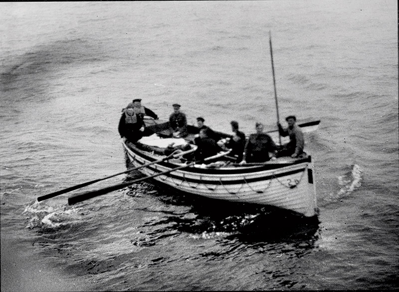 Choppy waters: a wounded soldier is evacuated from Dunkirk, 1940.
