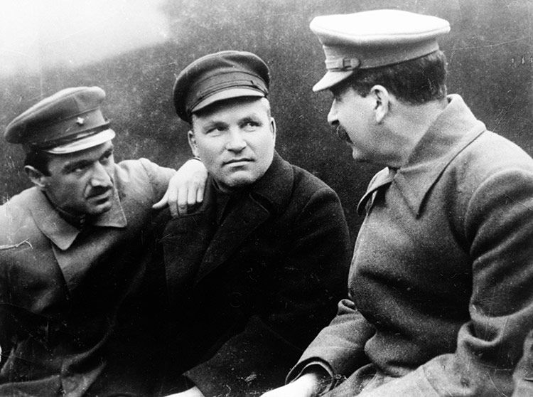 Russian rivals: Sergei Kirov (centre), flanked by Anastas Mikoyan and Joseph Stalin, October 11th, 1932.