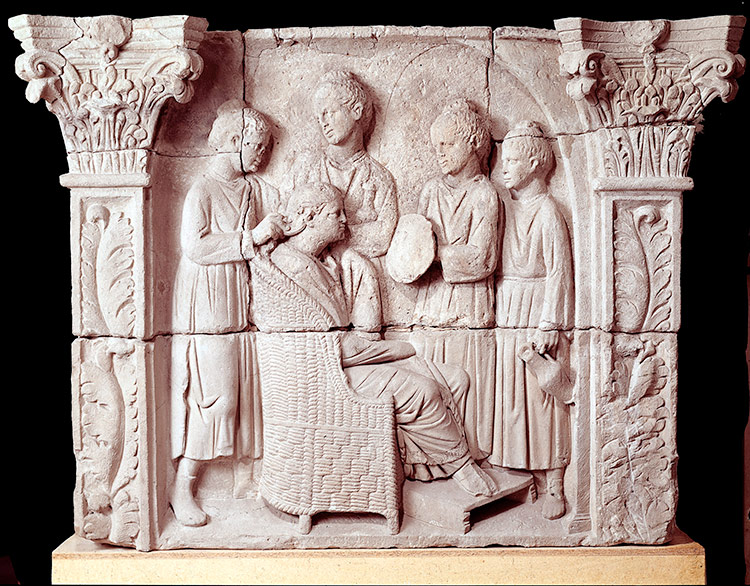 Mistress and servants: the Neumagen relief, Trier, Germany, c.AD 200