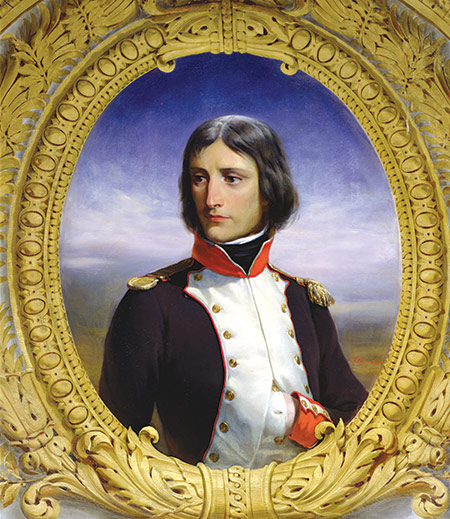 Napoleon, 1792, as Lieutenant Colonel of the 1st Battalion of Corsica by Felix Philippoteaux, 1834.
