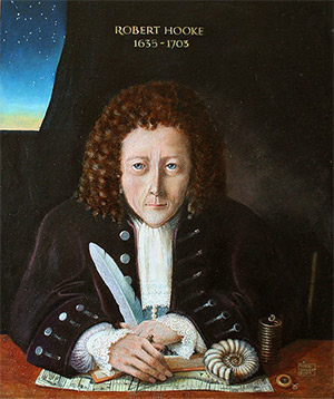 Artist's impression of Robert Hooke, 2004