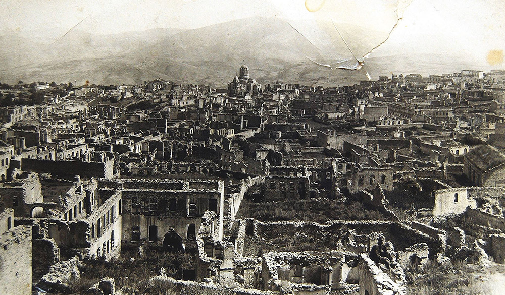 Armenian boroughs in Shusha destroyed by Azerbaijani armed forces in 1920.