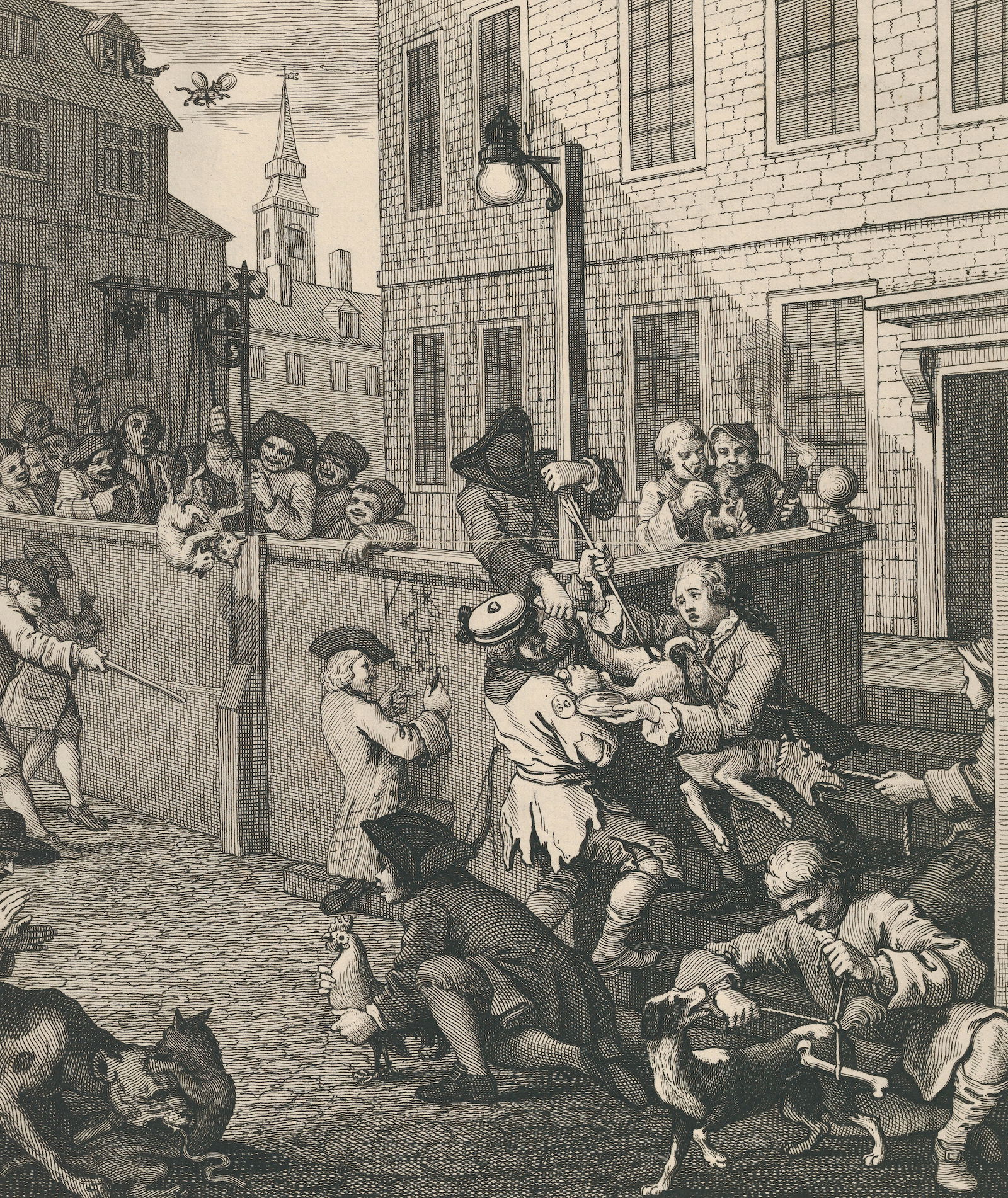 A hanged man is drawn on the wall in ‘The First Stage of Cruelty’, from The Four Stages of Cruelty, by William Hogarth, 1751. Metropolitan Museum of Art, New York.
