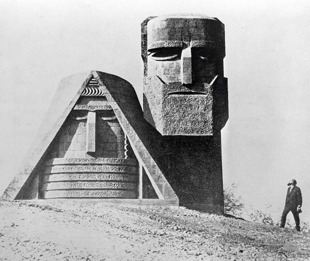 'We Are Our Mountains' monument north of Stepanakert, 1978. Completed in 1967, it is a symbol of Armenian heritage in the region.