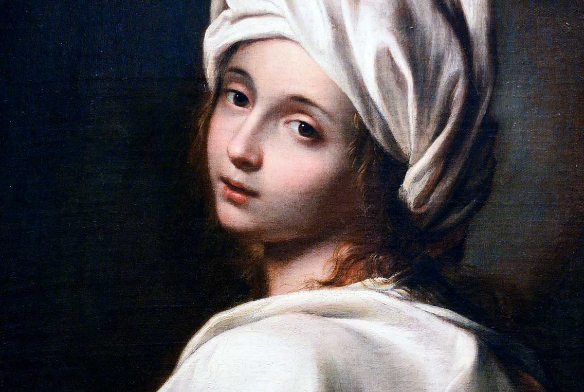 The so-called Portrait of Beatrice Cenci, attributed to Ginevra Cantofoli, 17th century.