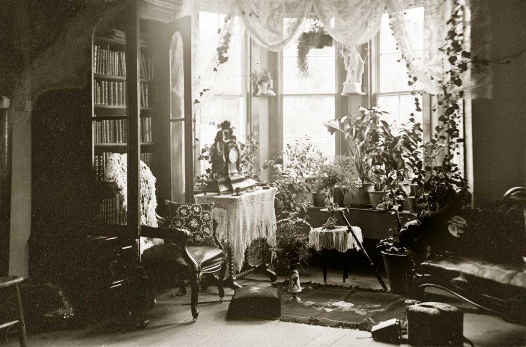 Parlour interior with plants, Spring Prairie, Wisconsin, 1871. Wisconsin Historical Society, Photo by Andreas Larsen/Getty Images.