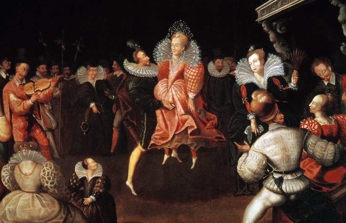 Dancing la volta, often said to depict Elizabeth I with Robert Dudley, 1st Earl of Leicester, 16th century. 