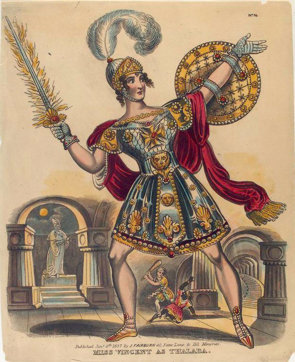 A colour illustration of Eliza Vincent as Thalaba in the theatrical production of Jane Eyre