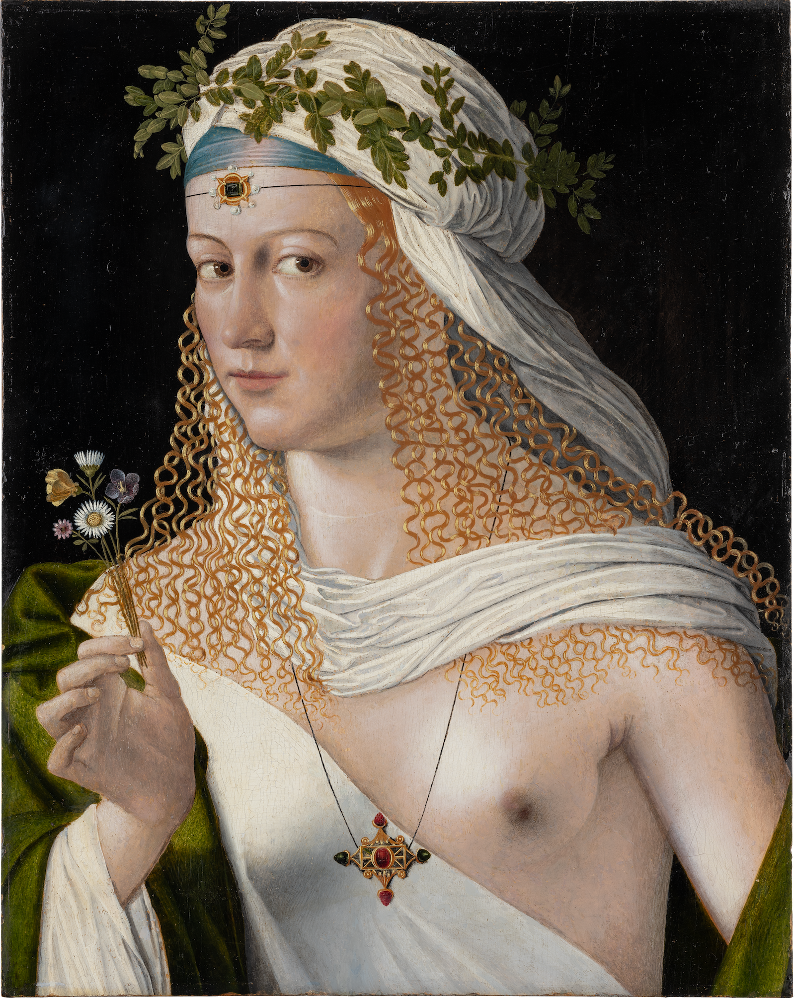 ‘Portrait of a Woman’ by Bartolomeo Veneto, traditionally assumed to be Lucrezia Borgia, c. 1520. Städel Museum. Public Domain.