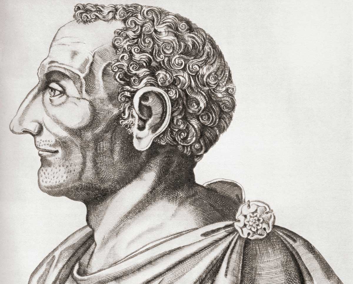Titus Livius (59 BC-AD 17). Speculum Romanae Magnificentiae: Bust of Livy, engraving and etching after Nicolas Beatrizet, 1582.