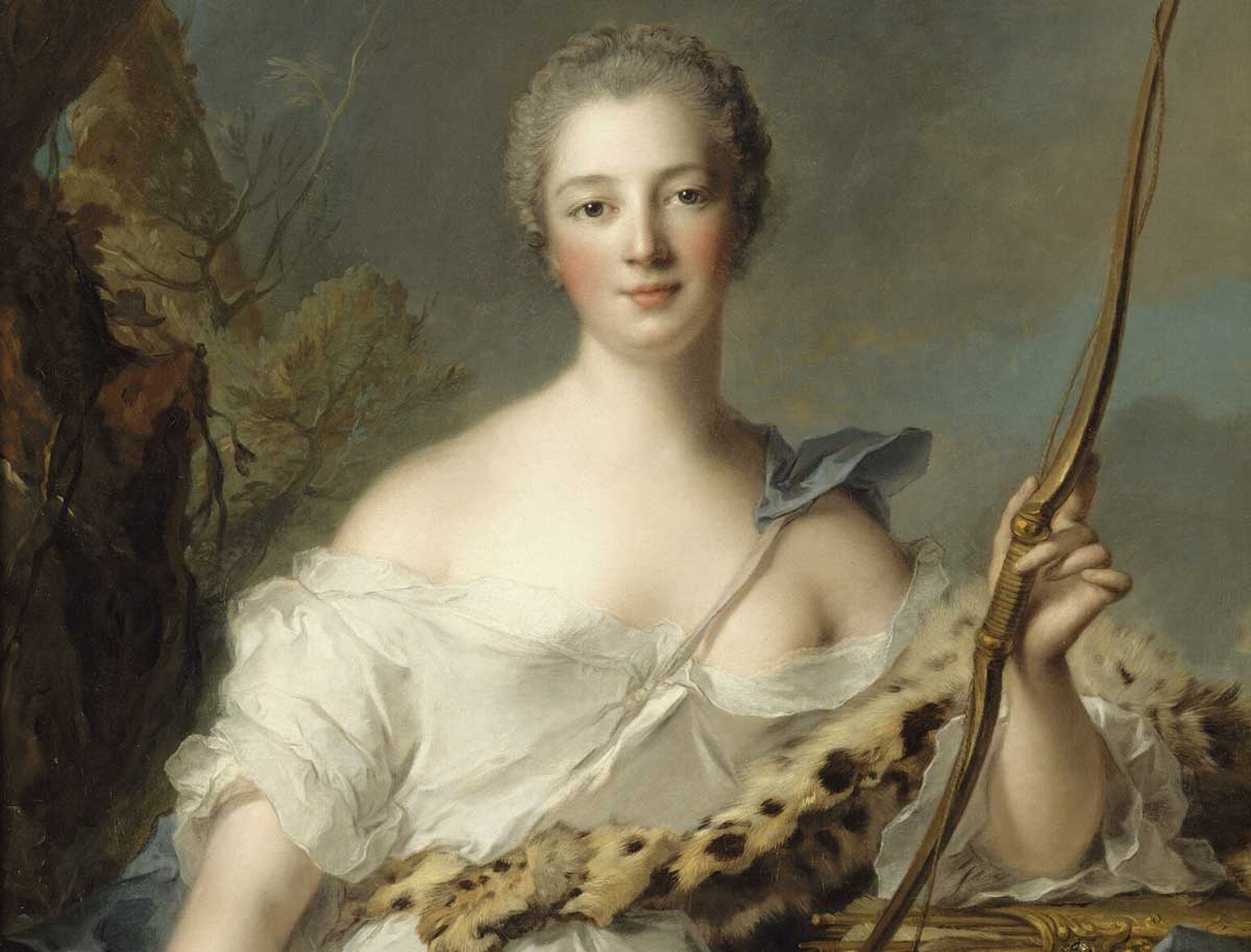 Madame de Pompadour, as Diana the Huntress by Jean-Marc Nattier, 1746. Palace of Versailles.