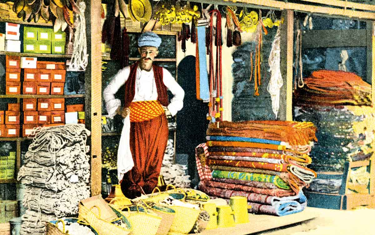 A bazaar stall in Sarajevo, early 20th century.
