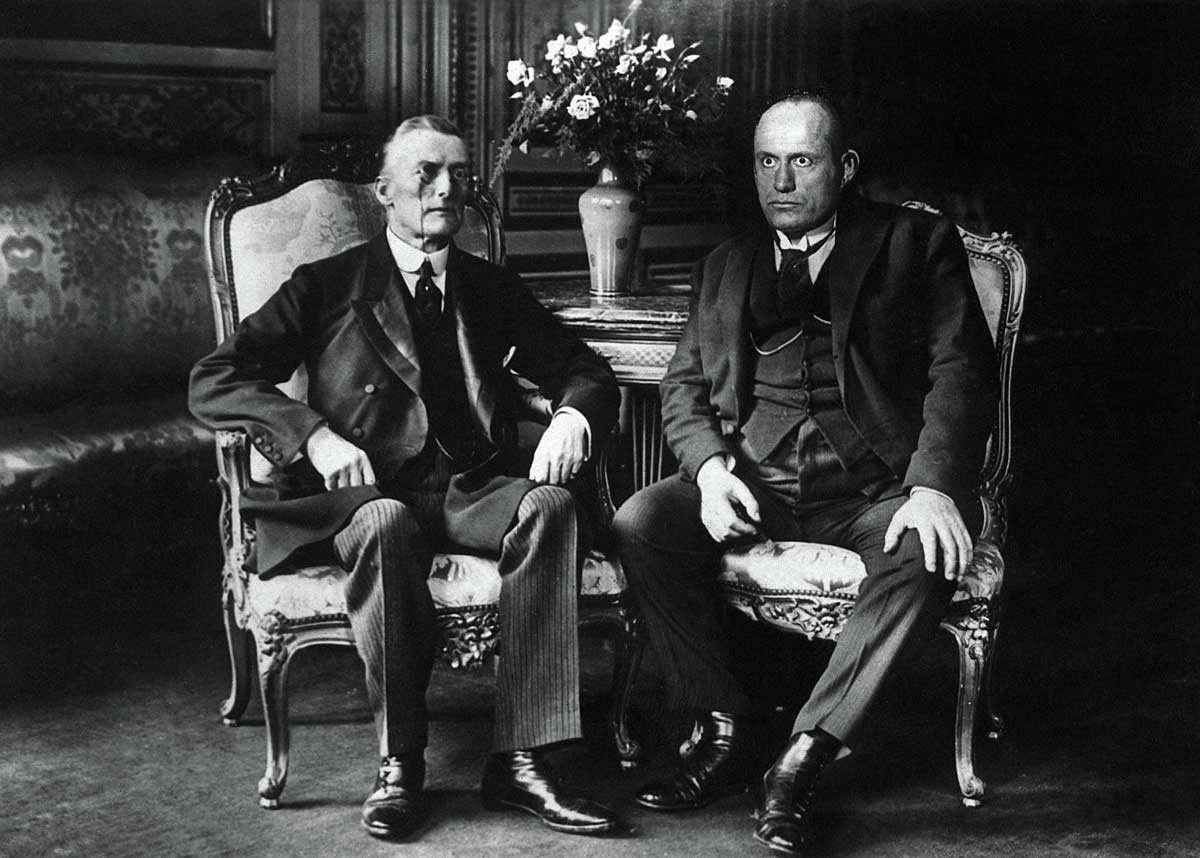 Mussolini with the British Foreign Secretary Austen Chamberlain, 1924.
