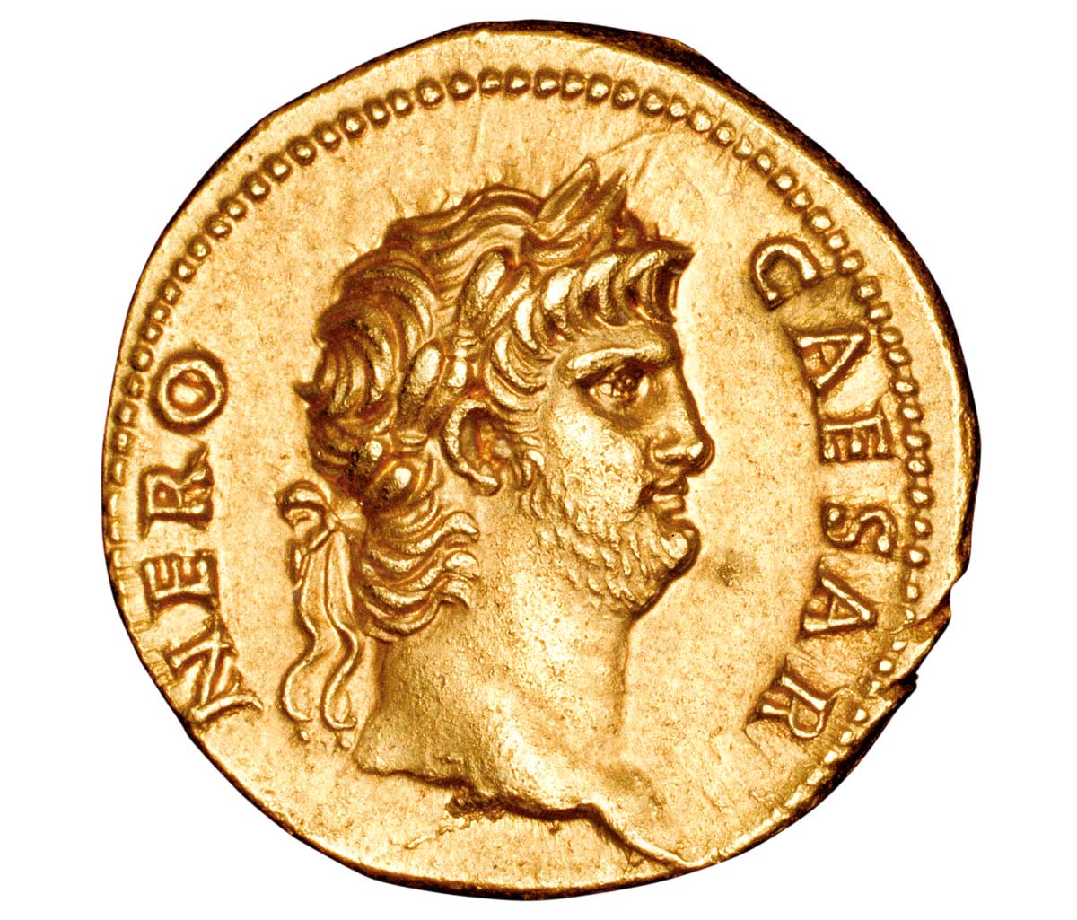 Roman coin c. AD 64 © Bridgeman Images.