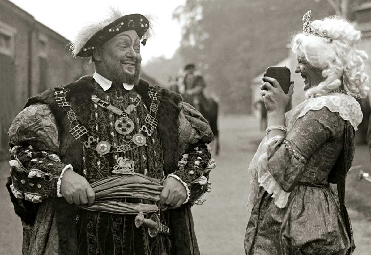 Henry VIII having his photo taken at Esher Pageant, Sandown Racecourse, 1932.