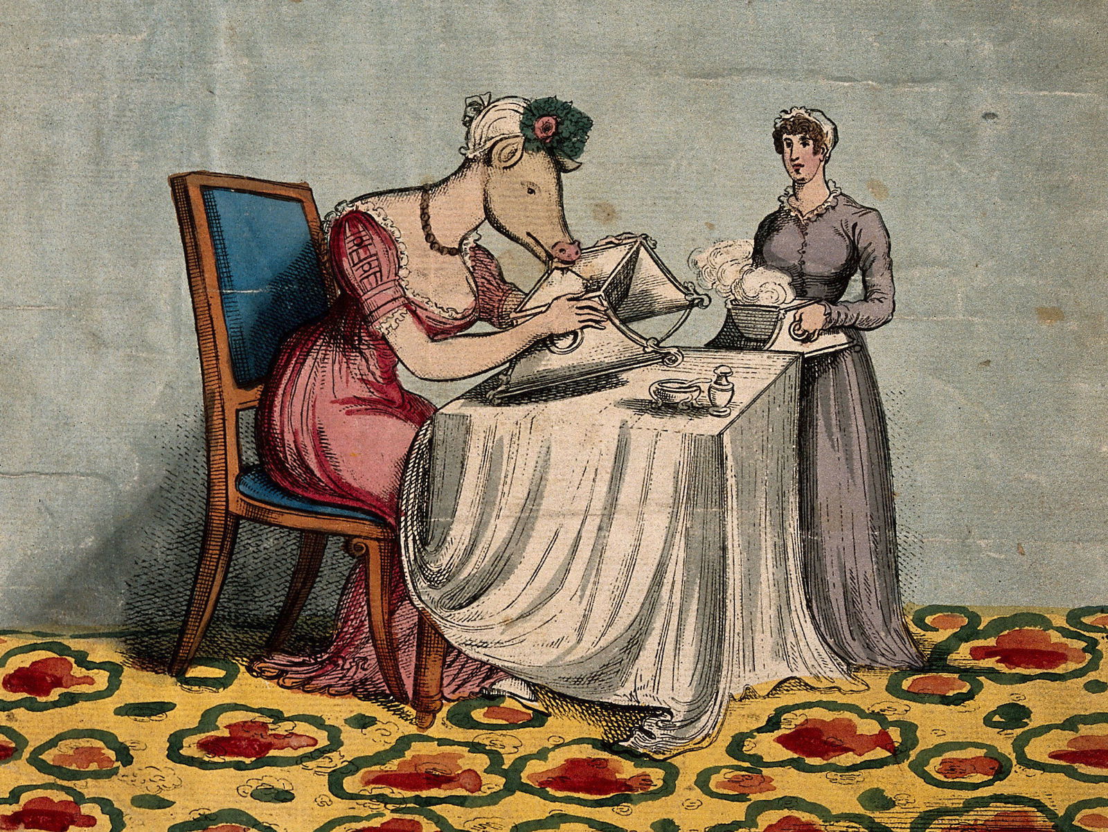 ‘The pig-faced lady of Manchester Square. Drawn and published by her late attendant, while at dinner’, London, c.1815. Wellcome Collection.