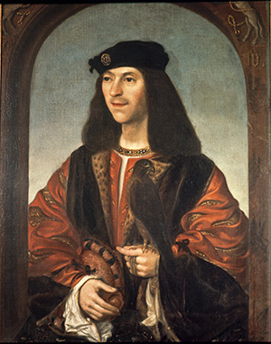 James IV with a falcon, a copy by Daniel Mytens of a contemporary portrait
